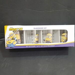 Minions 4piece minion height measurements glassware shot glass set brand new‎